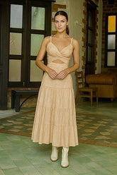 VESTIDO MIDI LUCIA CAQUI