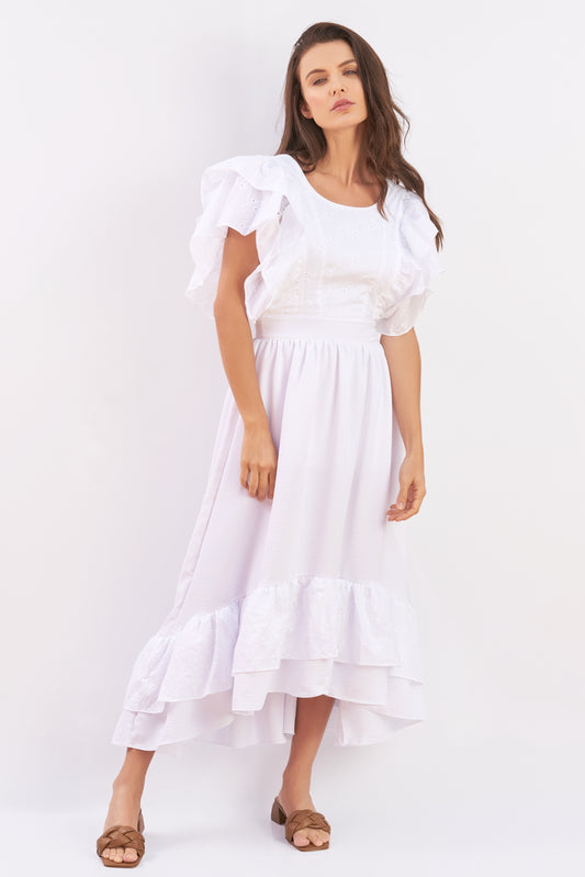 VESTIDO TULIPÁN LARGO OJALILLO