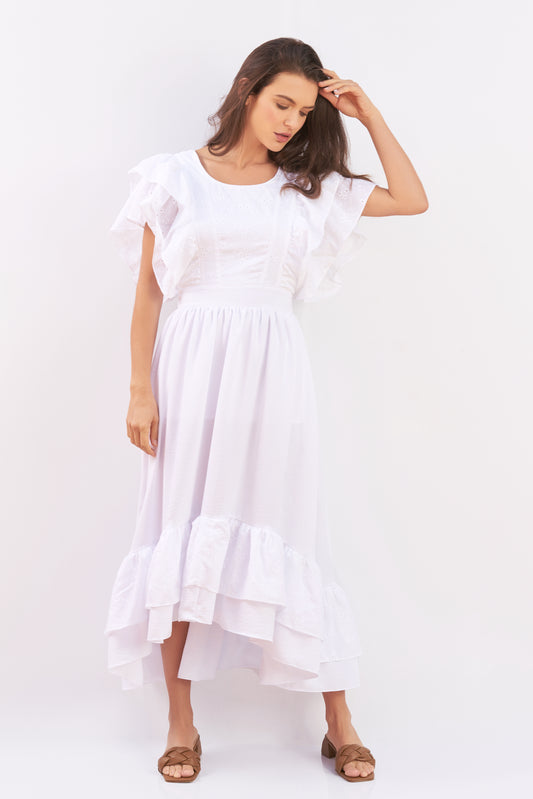 VESTIDO TULIPÁN LARGO OJALILLO